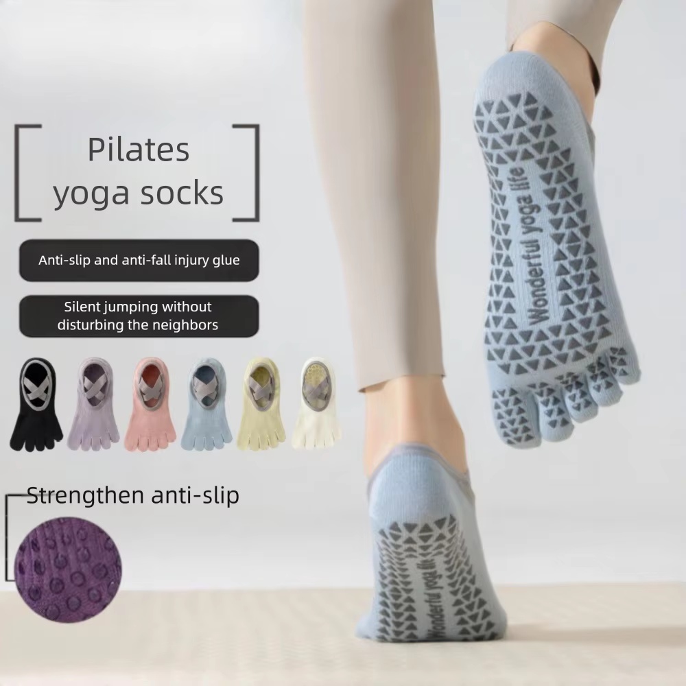 Women Cotton Five Toe Yoga Soc - Grip Sock Yoga 评论和价格